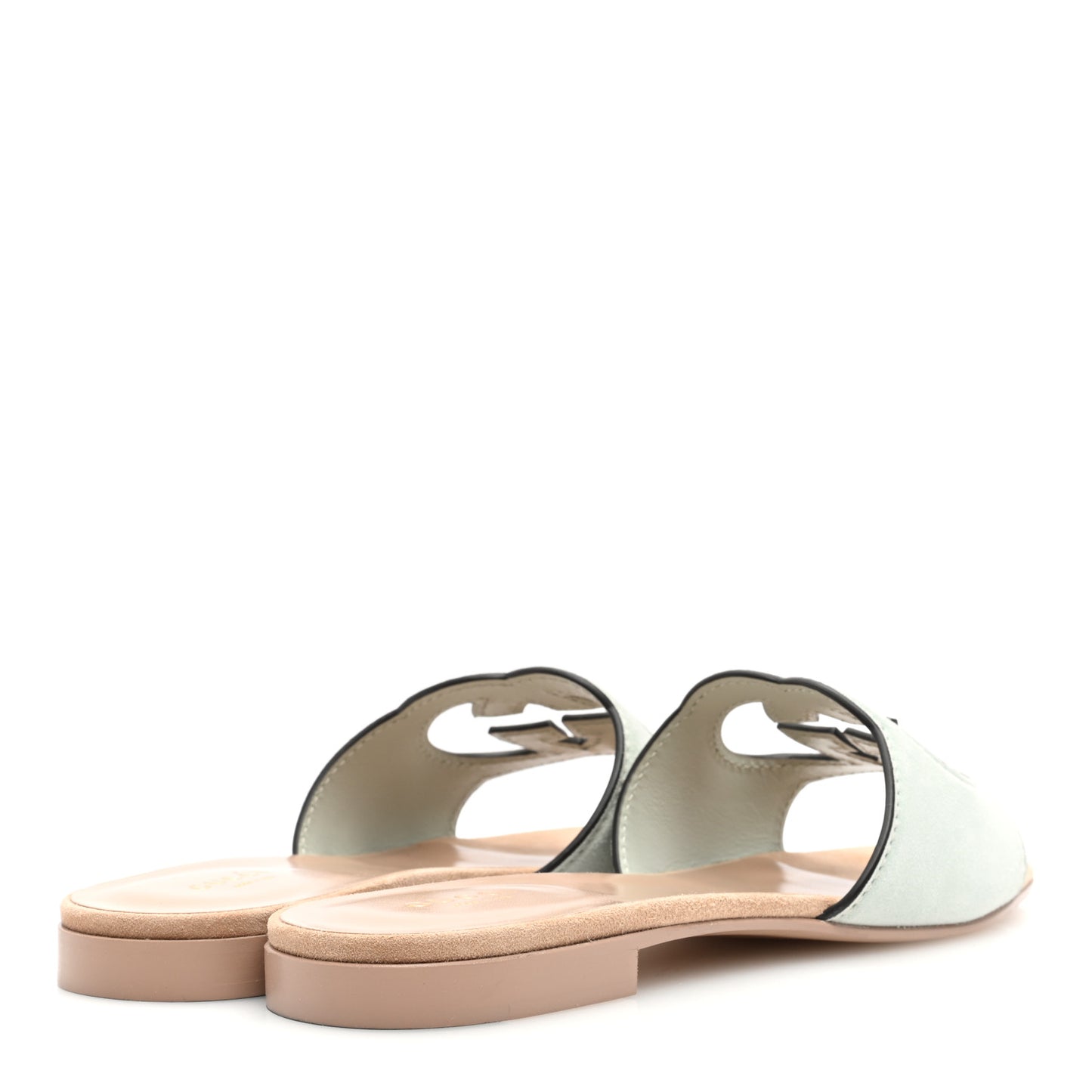 Kid Scamosciato Interlocking G Cut Out Slide Sandals 40 Pale Green
