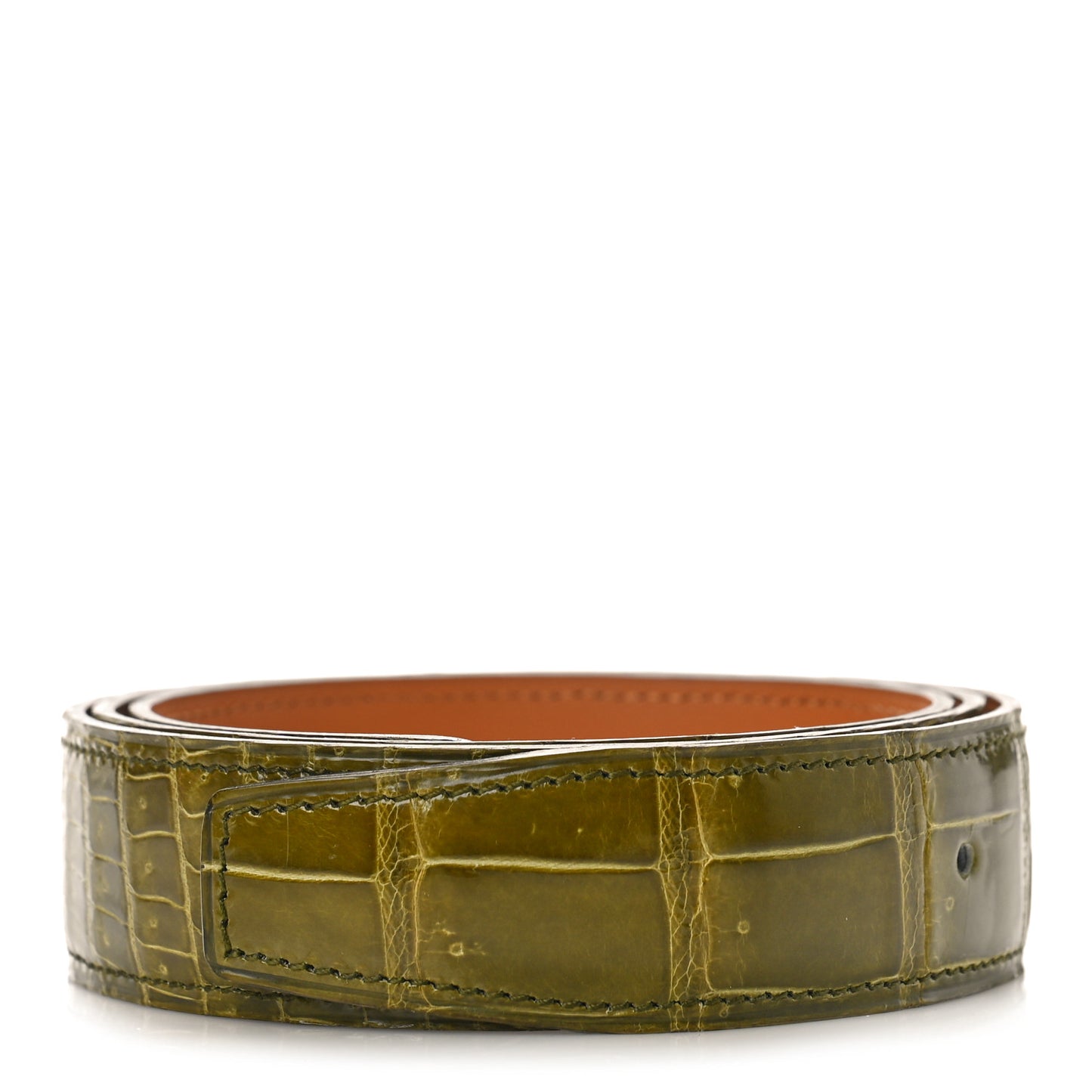 Shiny Porosus Crocodile 32mm Belt Strap 90 36 Vert Anis