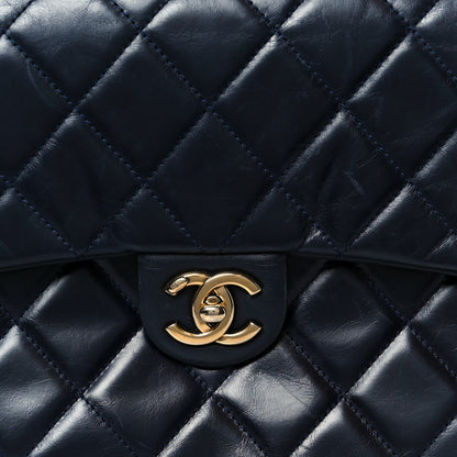Chanel Glazed Calfskin Quilted Medium Gold Bar Top Handle Flap Black 9 of 11