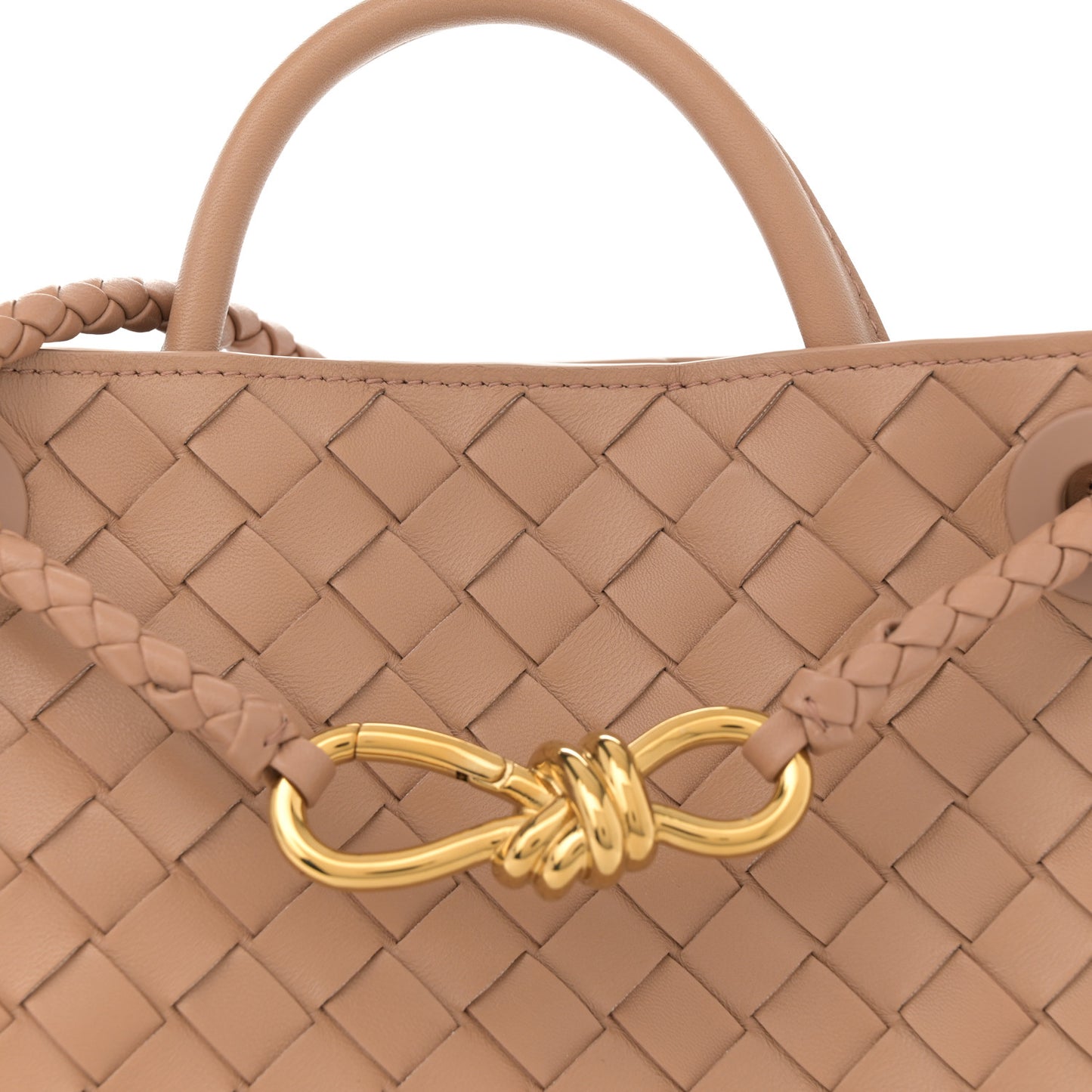Nappa Intrecciato Small Andiamo Shoulder Bag Biscuit