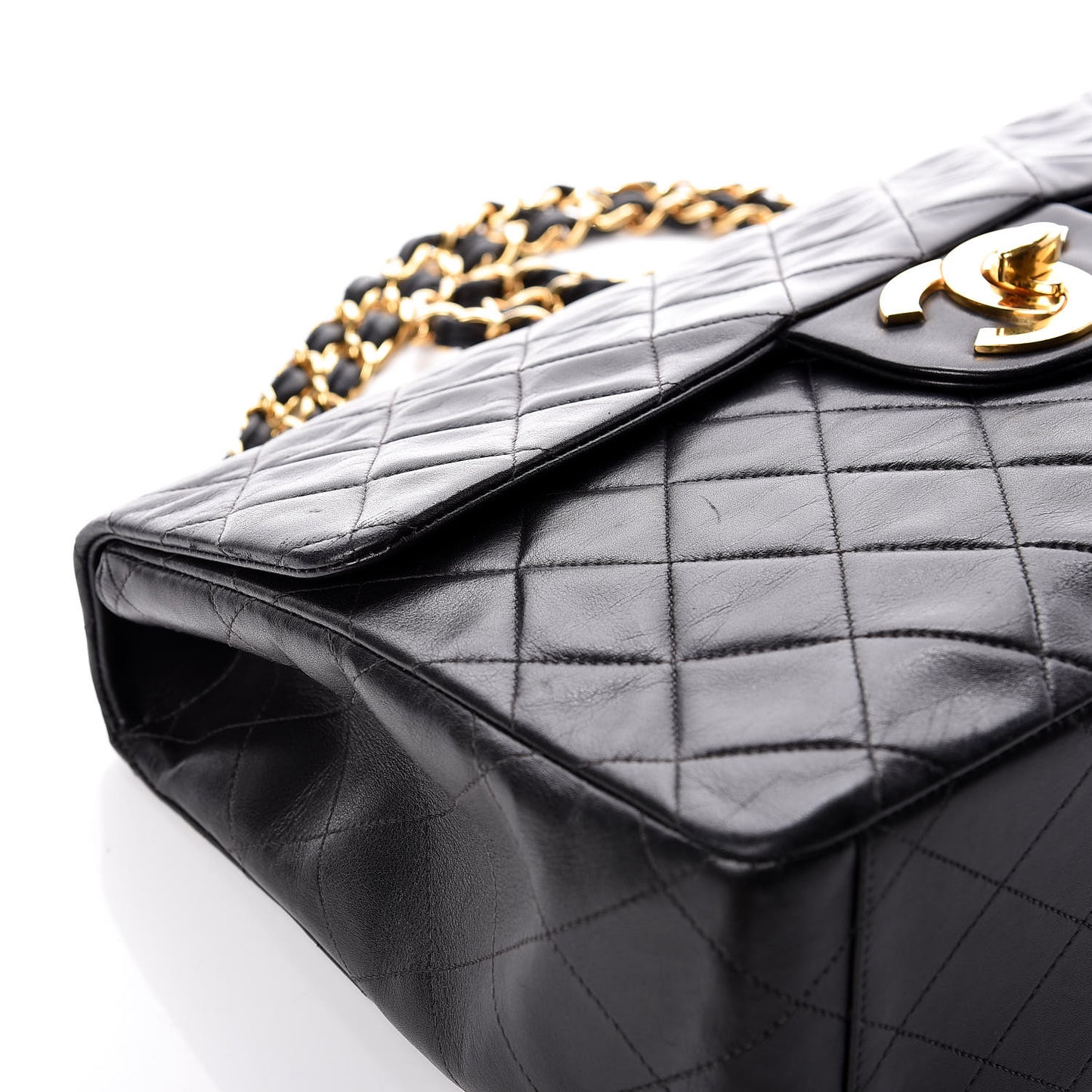 Lambskin Quilted XL Jumbo Single Flap Black