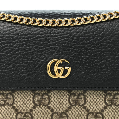 Gucci Dollar Calfskin GG Supreme Monogram Petite GG Marmont Wallet Chain Bag Black Beige Ebony 8 of 10