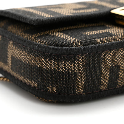 Fendi Fabric Jacquard FF 1974 Nano Baguette Charm Tobacco Moro Black 8 of 13