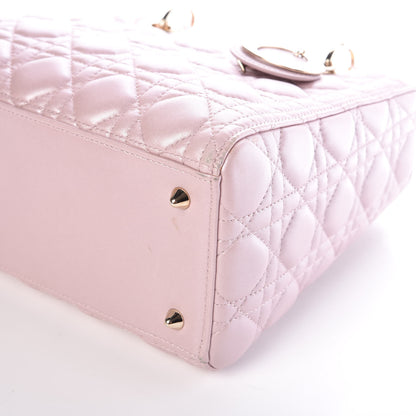 Christian Dior Pearly Lambskin Cannage Medium Lady Dior Lotus 9 of 12