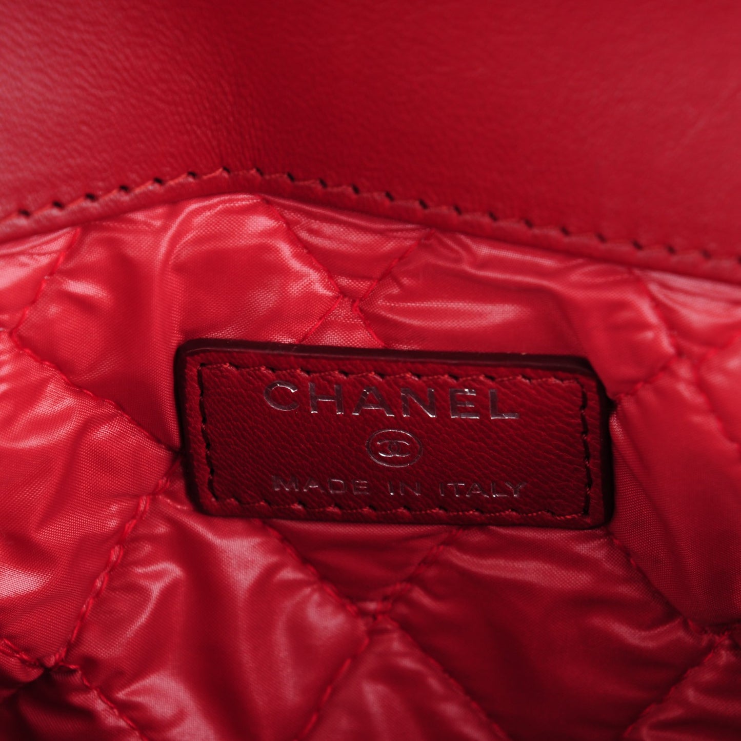 Lambskin Quilted Flap Cosmetic Case Red