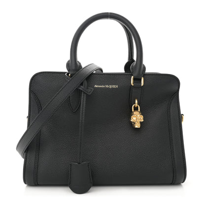 Alexander McQueen Pebbled Calfskin Small Skull Padlock Zip Around Tote Black 1 of 10