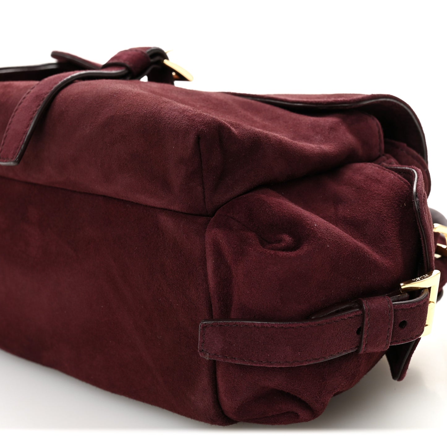 Suede Medium Explore Shoulder Bag Bordeaux