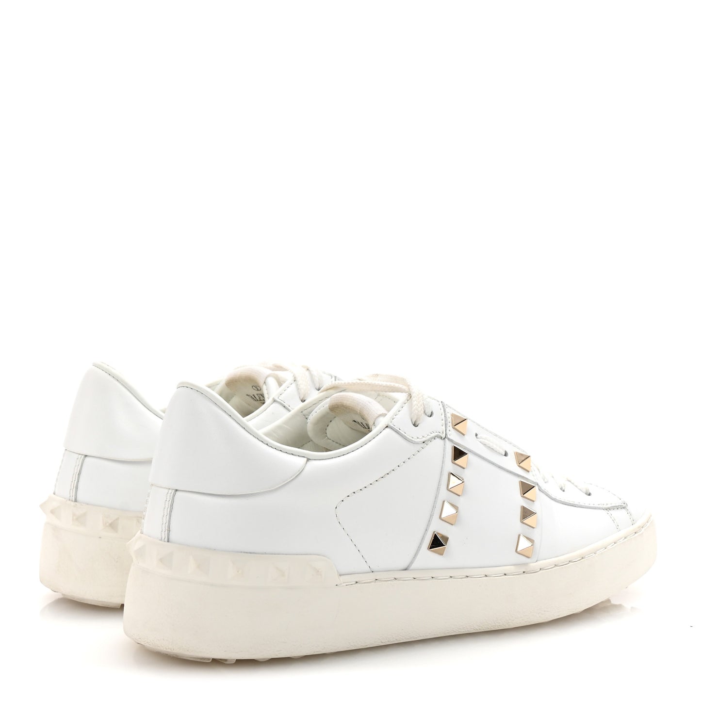 Calfskin Rockstud Untitled Open Sneakers 38 White