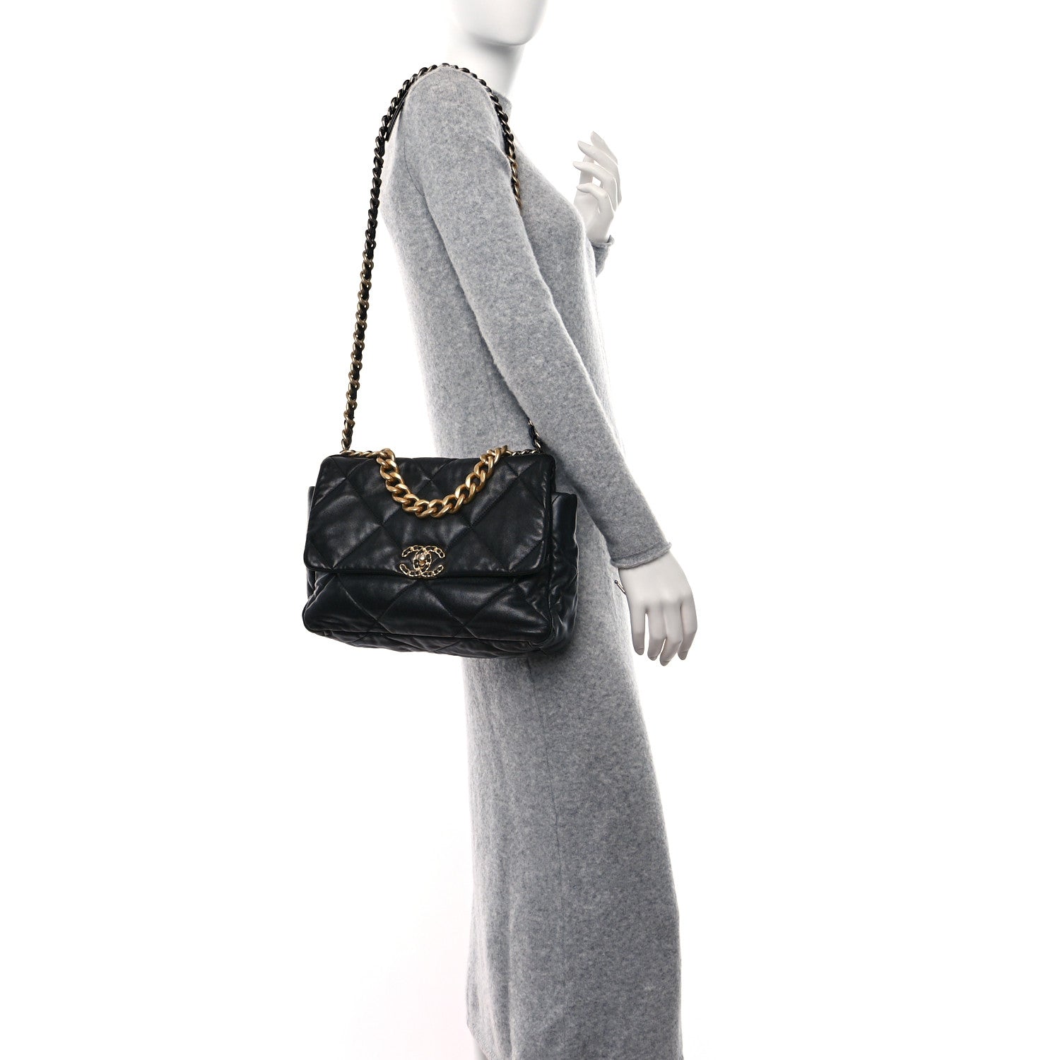 Chanel Lambskin Quilted Large Chanel 19 Flap Black 3 of 14
