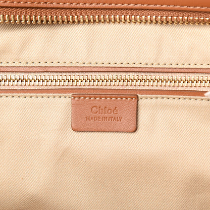 Chloe Smooth Calfskin Little Horses Embroidered Tao Zipped Tote Caramel 6 of 10