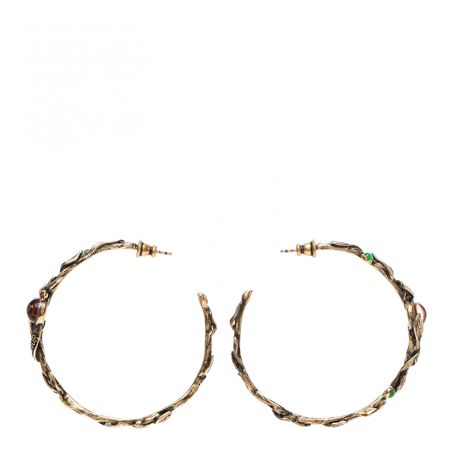 Christian Dior Metal Resin J'Adior Hoop Earring Aged Gold 3 of 5