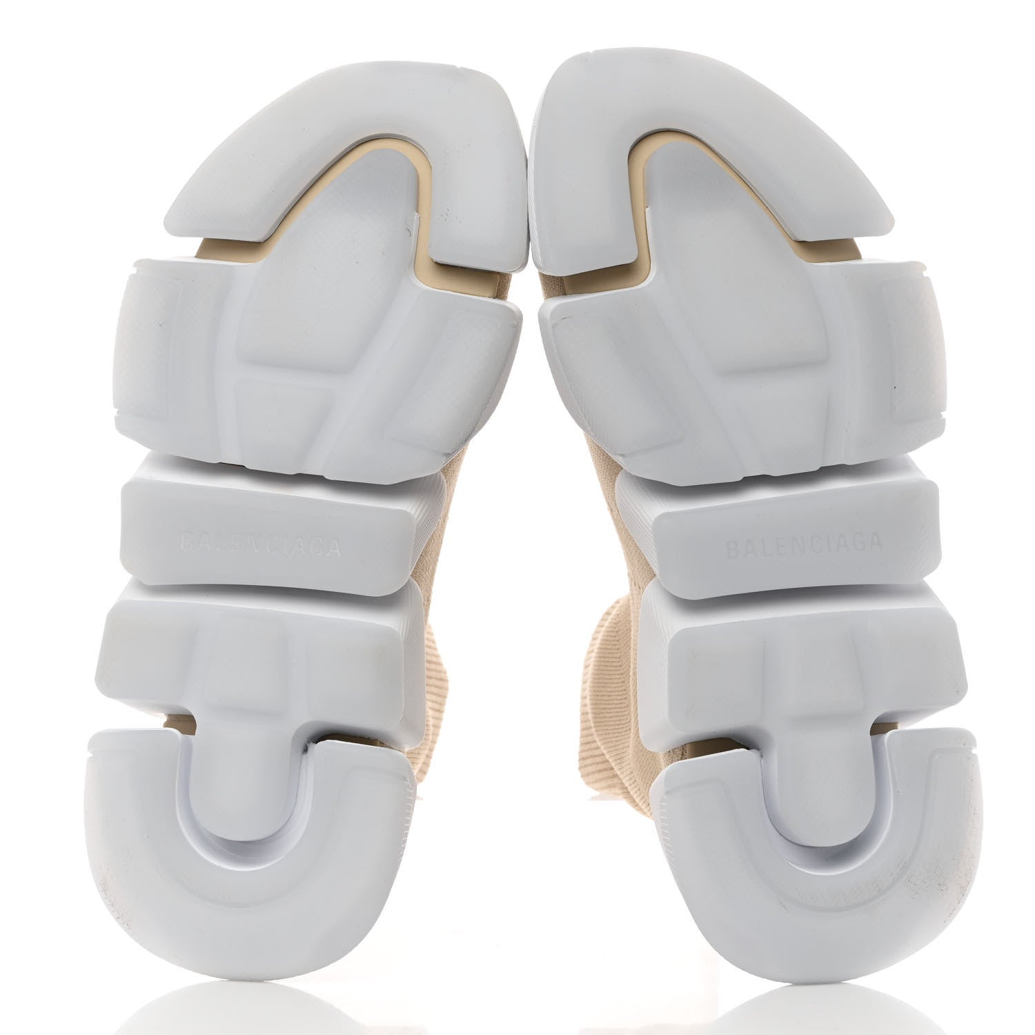 Balenciaga Technical 3D Recycled Knit Bi-Color Womens Speed 2.0 Transparent Sole Sneakers 37 Light Beige White 5 of 11
