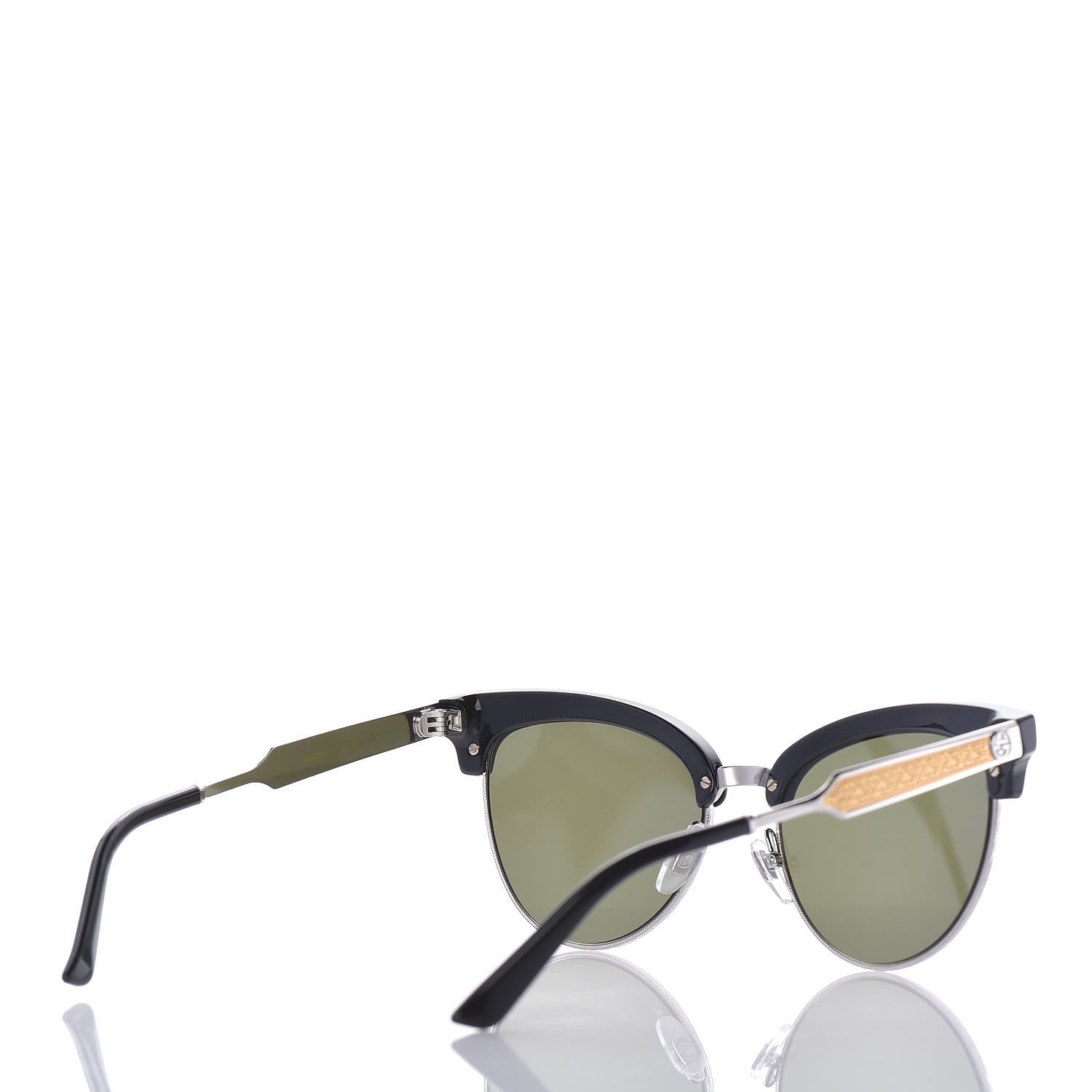 Gucci Acetate Damascato Cat Eye Sunglasses GG0055S Black Gold 4 of 6