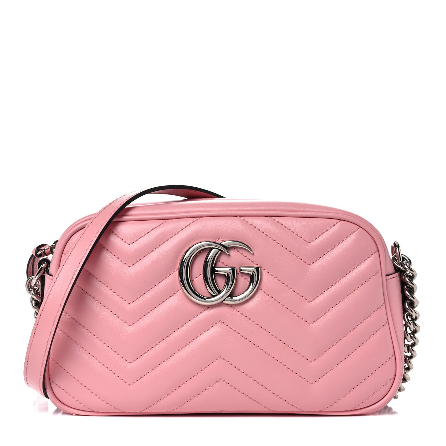 Calfskin Matelasse Small GG Marmont Chain Shoulder Bag Wild Rose