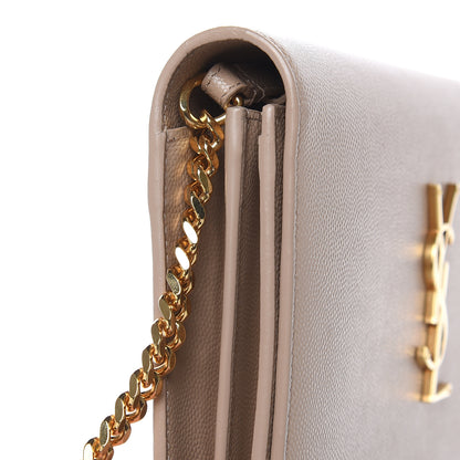 Saint Laurent Grain De Poudre Monogram Chain Wallet Dark Beige 12 of 14