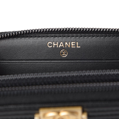 Chanel Caviar Quilted Small Boy Zip Around Wallet Black 6 of 10