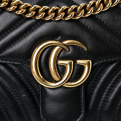 Gucci Calfskin Matelasse Mini GG Marmont Shoulder Bag Black 19 of 25