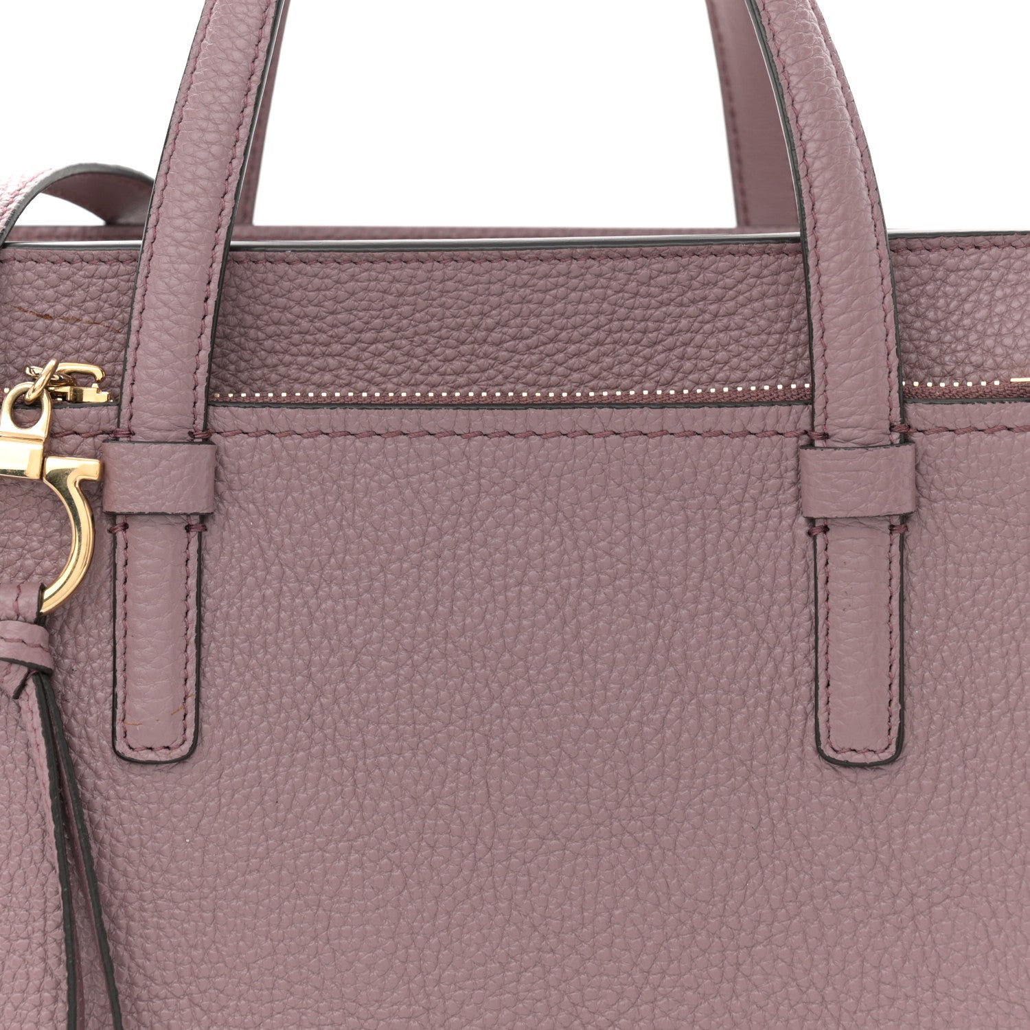 Salvatore Ferragamo Grained Calfskin Double Handle Small Amy Tote Cinder Rose 8 of 16