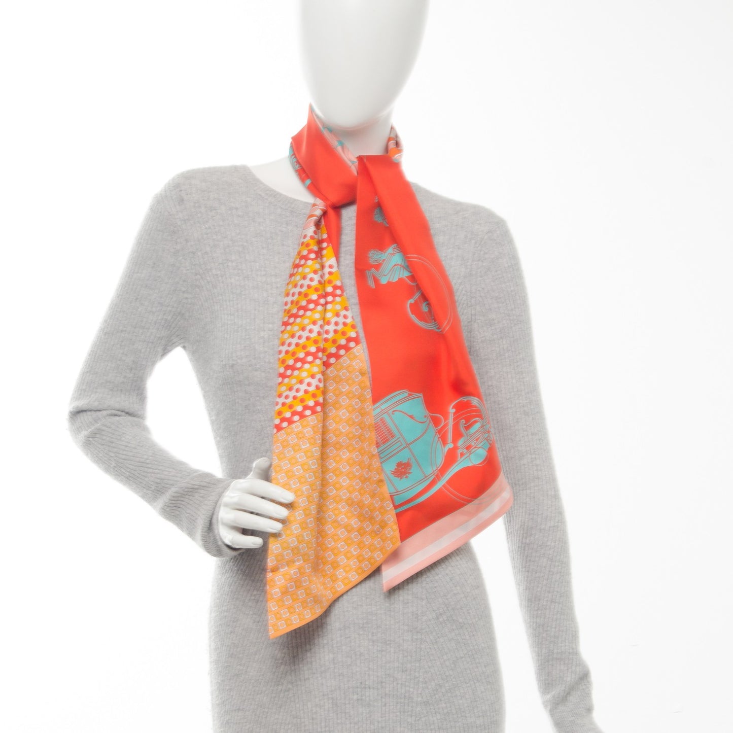 Silk Ex-Libris en Cravates Maxi Twilly Capucine Turquoise Saumon