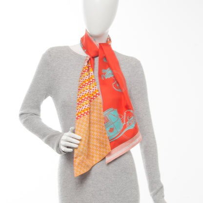 Hermes Silk Ex-Libris en Cravates Maxi Twilly Capucine Turquoise Saumon 2 of 11