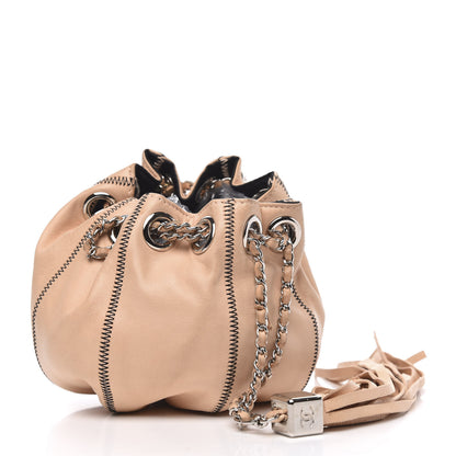 Chanel Lambskin Satin Mini Drawstring Tassel Shoulder Bag Rose Clair 4 of 10