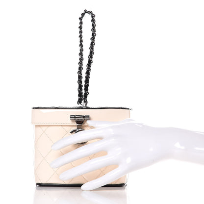 Chanel Patent Calfskin Minaudiere Vanity Case Light Beige Black 3 of 11