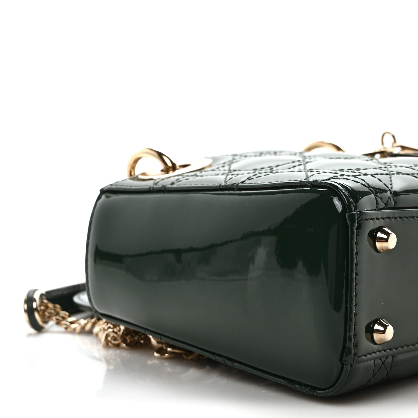 Patent Cannage Mini Lady Dior Pine Green