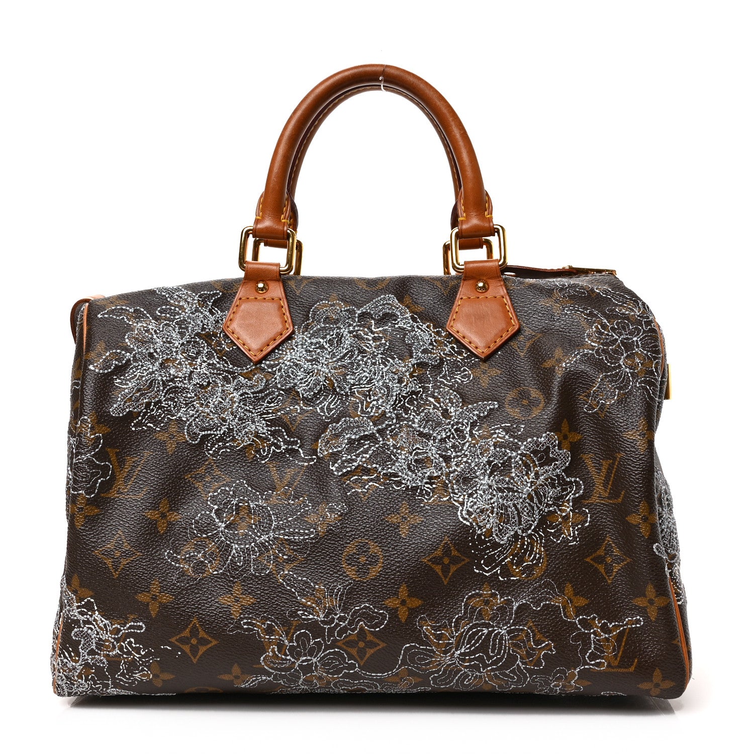 Louis Vuitton Monogram Dentelle Speedy 30 Silver 1 of 8