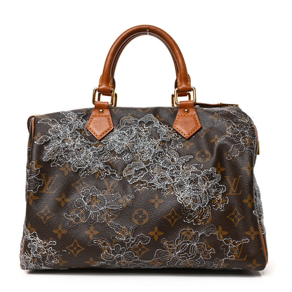 Louis Vuitton Monogram Dentelle Speedy 30 Silver 1 of 8