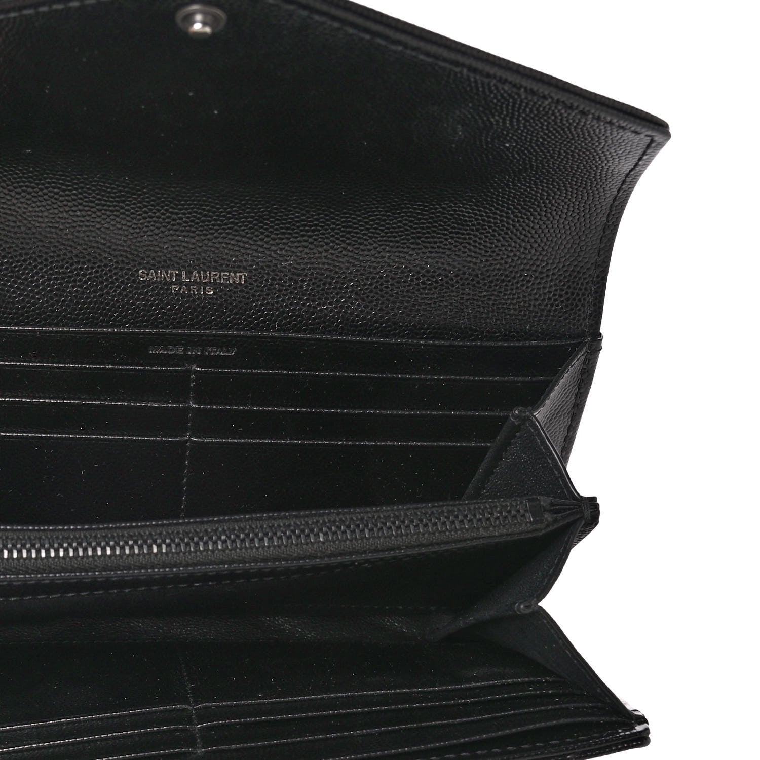 Saint Laurent Grain De Poudre Matelasse Chevron Monogram Flap Wallet Black 4 of 4