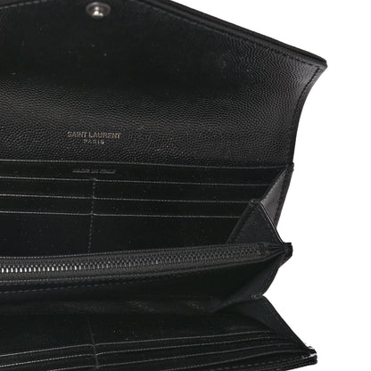 Saint Laurent Grain De Poudre Matelasse Chevron Monogram Flap Wallet Black 4 of 4