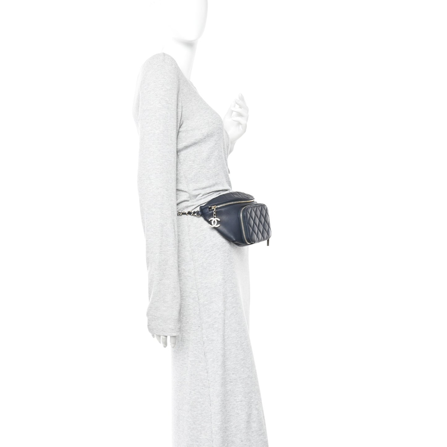 Caviar Quilted Business Affinity Waist Belt Bag Navy