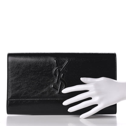 Saint Laurent Textured Patent Monogram Belle De Jour Clutch Black 2 of 7