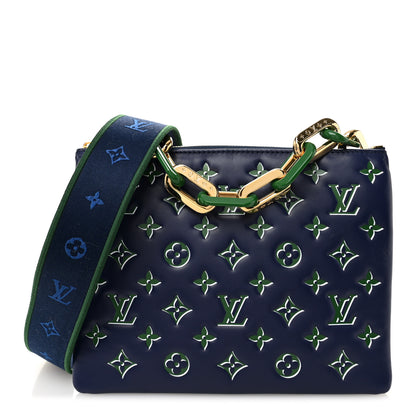 Louis Vuitton Lambskin Embossed Monogram Coussin PM Blue Green 1 of 11