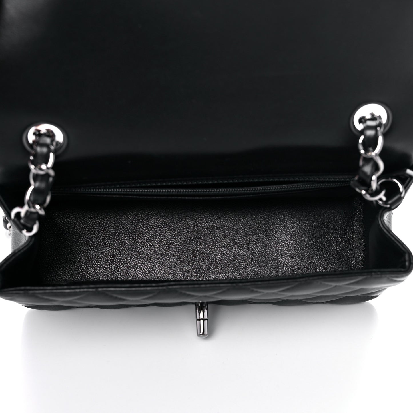 Lambskin Quilted Mini Rectangular Flap Black