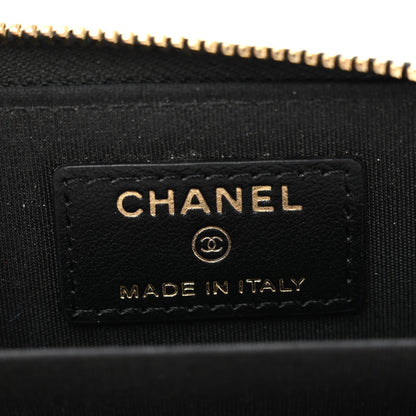 Chanel Lambskin Studded Quilted Compact Zip Around Wallet Black 6 of 9