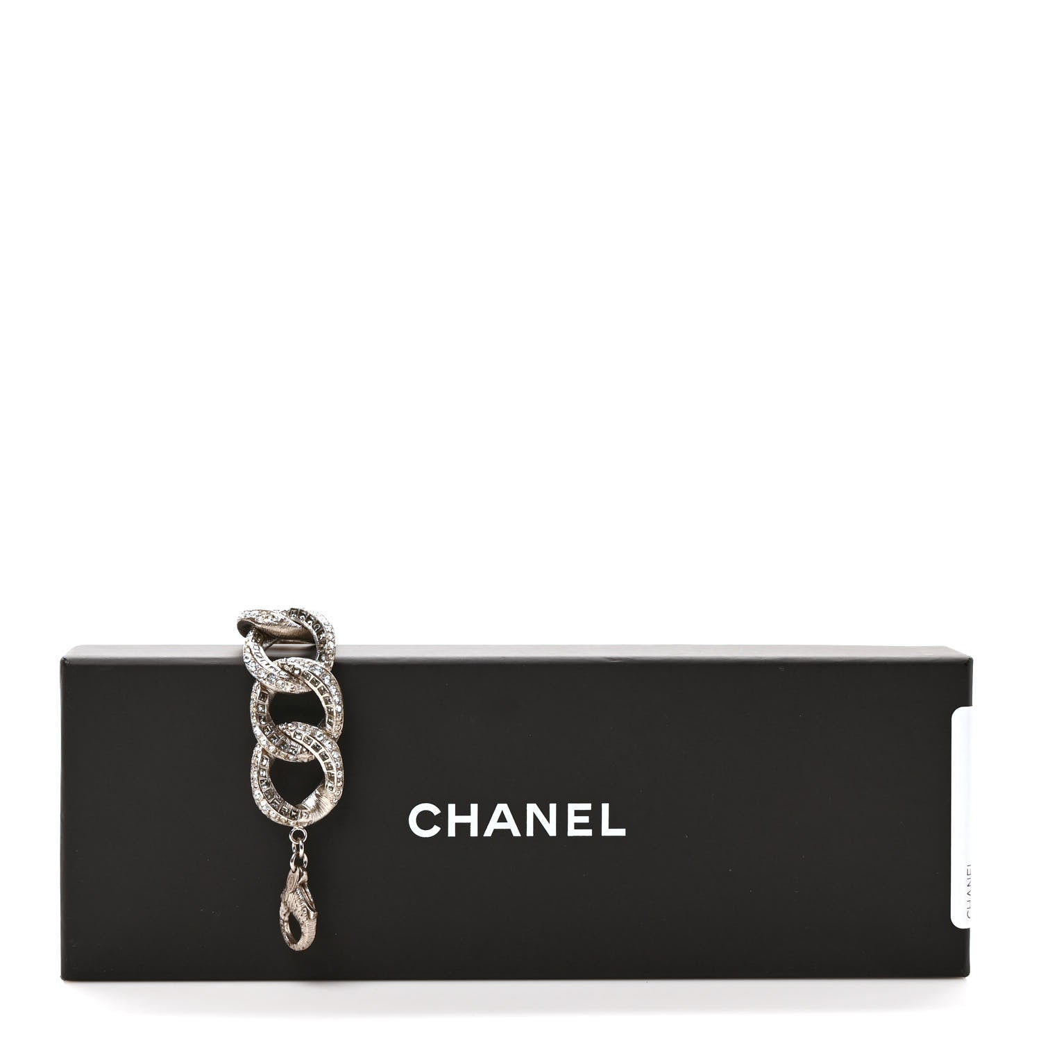 Chanel Baguette Crystal Chain Link CC Bracelet Silver 6 of 6