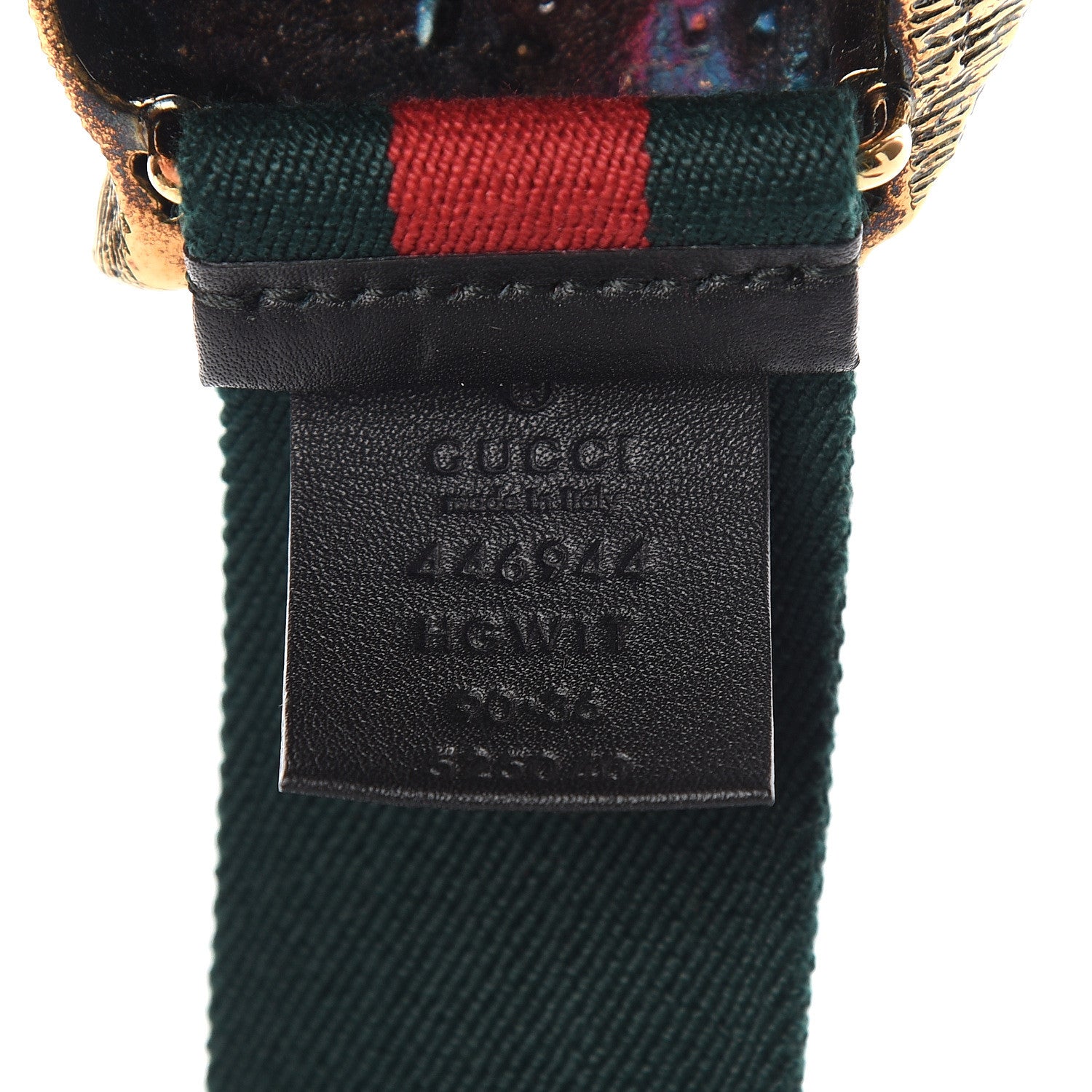 Gucci Web Feline Buckle Belt 90 36 Green Red 5 of 5