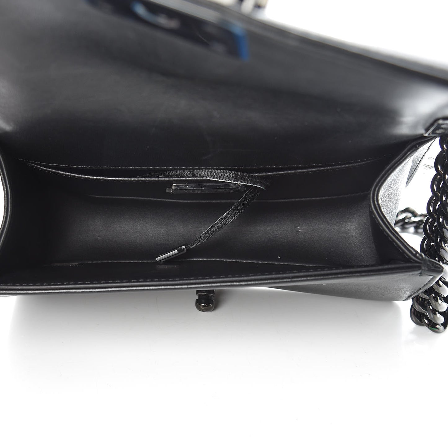 Lambskin Satin LED Metal Small Boy Flap Black
