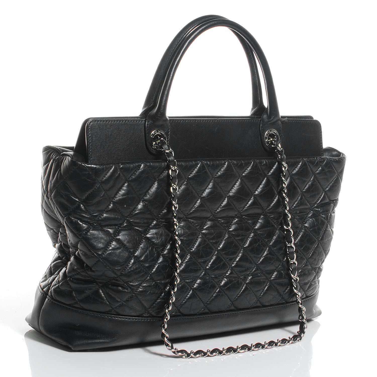 Chanel Aged Calfskin Quilted Be CC Tote Black 3 of 10
