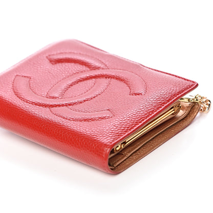 Chanel Caviar Timeless CC Compact French Wallet On Chain Red 13 of 20