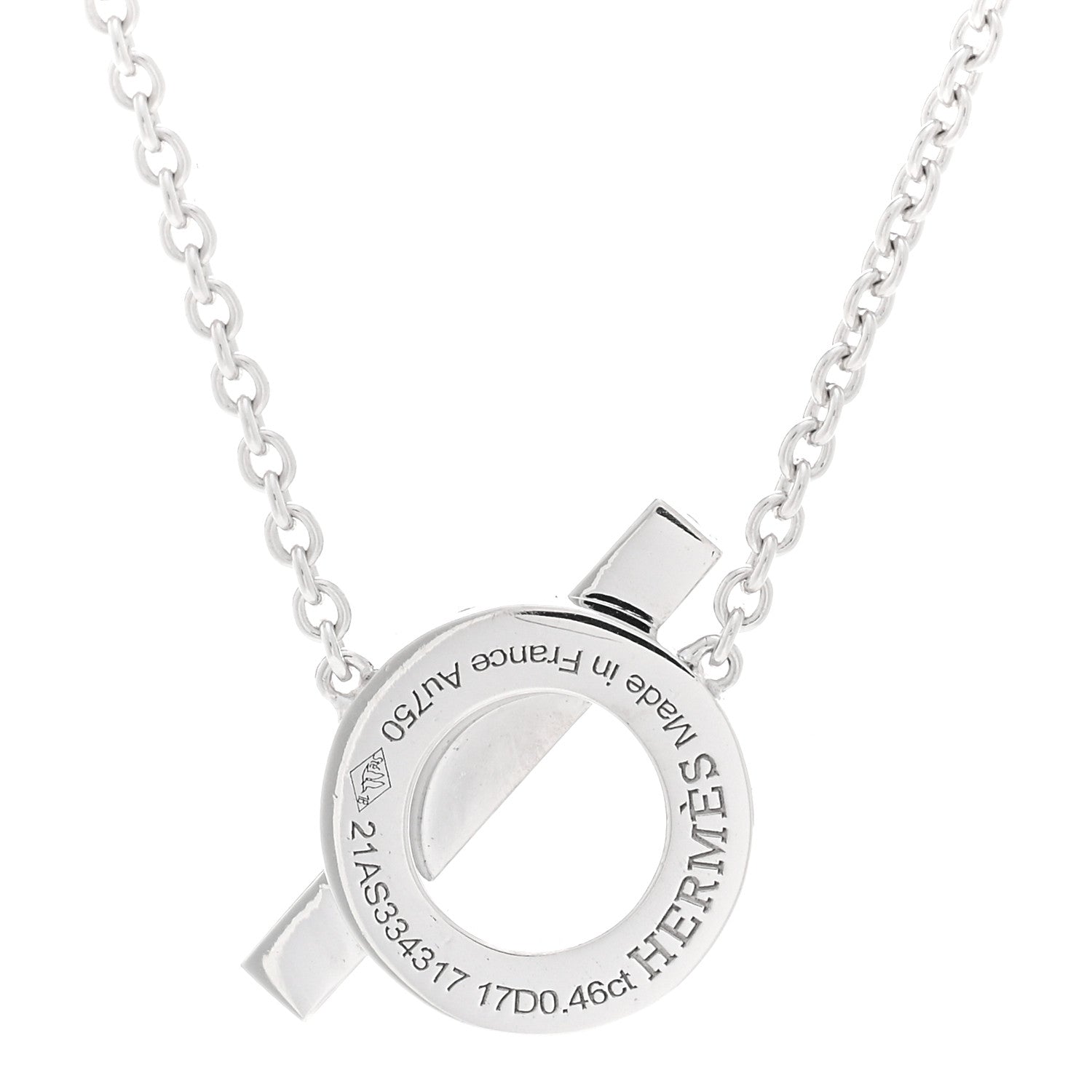 Hermes 18K White Gold Diamond Finesse Pendant Necklace 4 of 5
