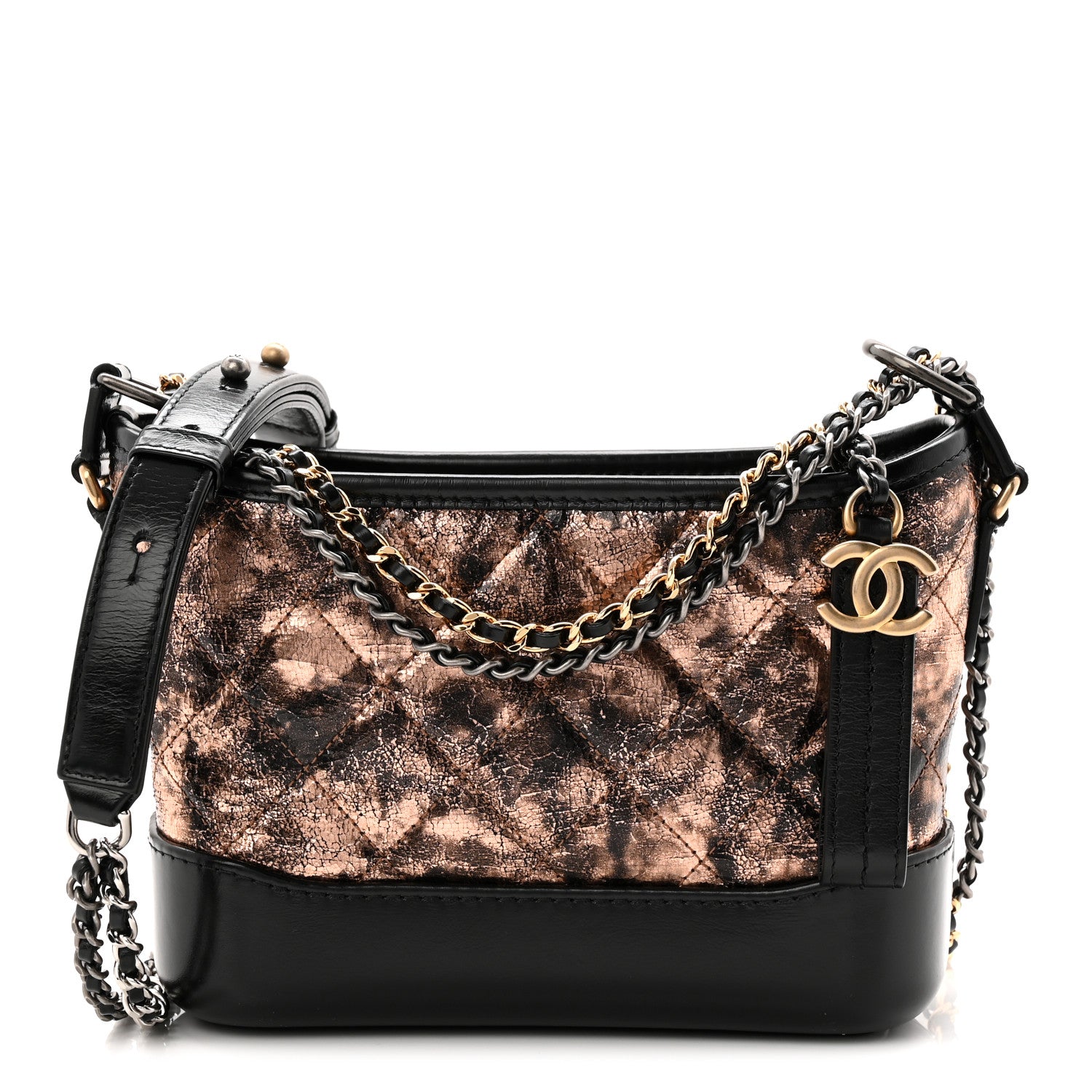 Chanel Metallic Crumpled Goatskin Quilted Small Gabrielle Hobo