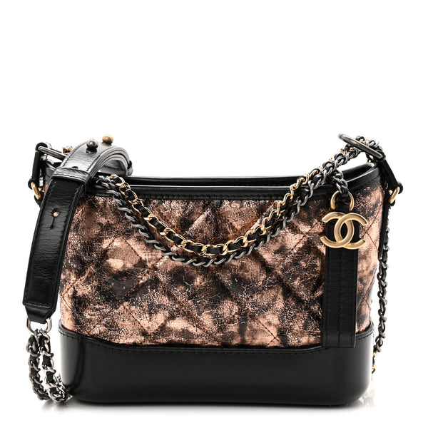 Chanel Metallic Crumpled Goatskin Quilted Small Gabrielle Hobo