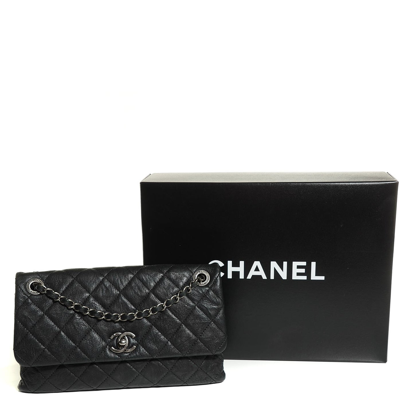 Goatskin Quilted Double Bag Flap Black