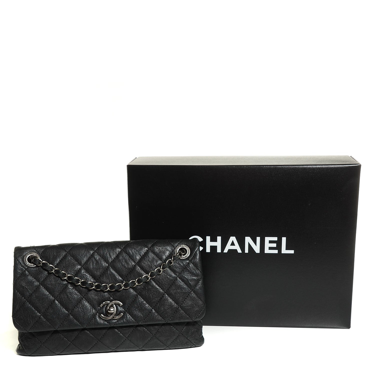 Chanel Goatskin Quilted Double Bag Flap Black 4 of 8