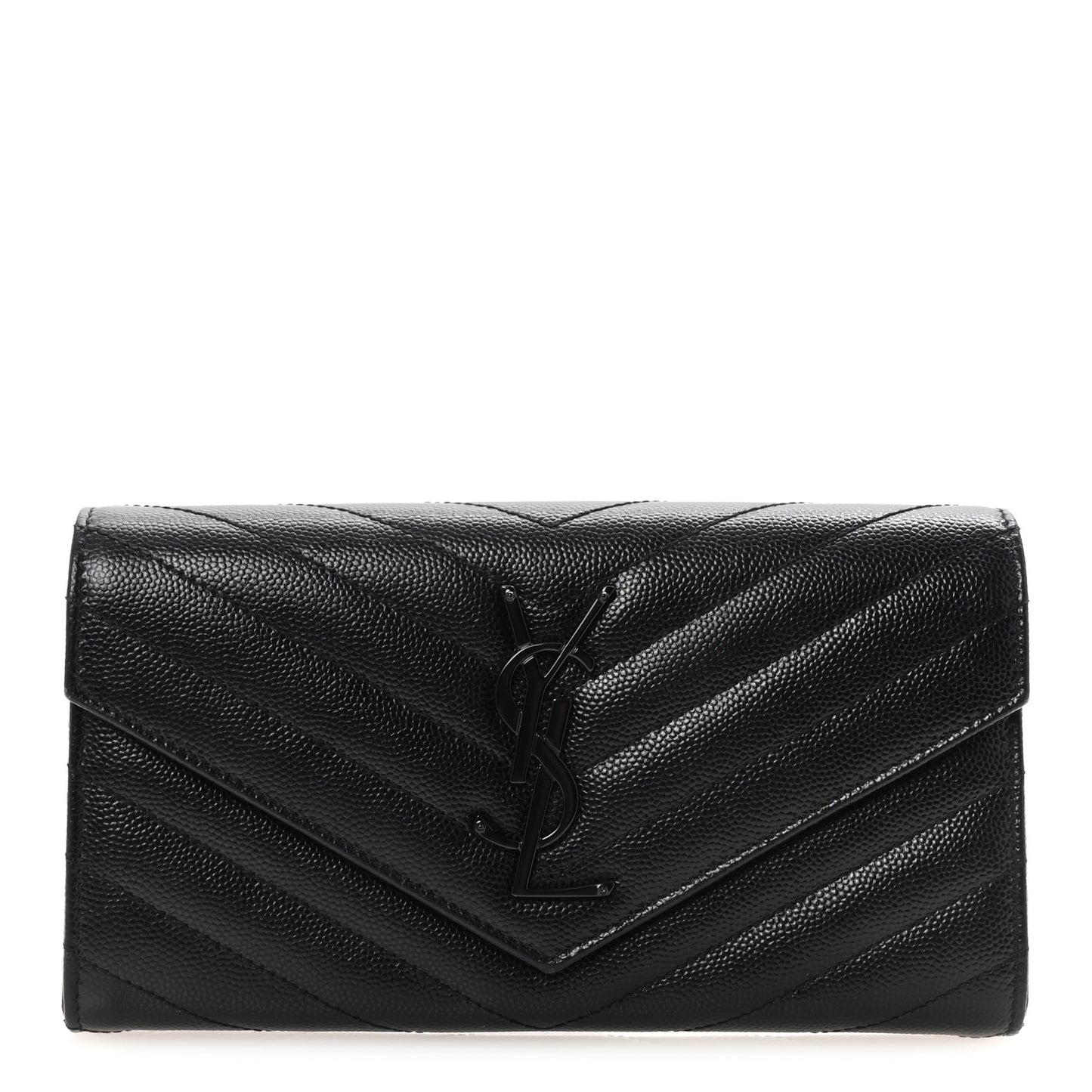 Grain De Poudre Matelasse Chevron Monogram Flap Wallet Black