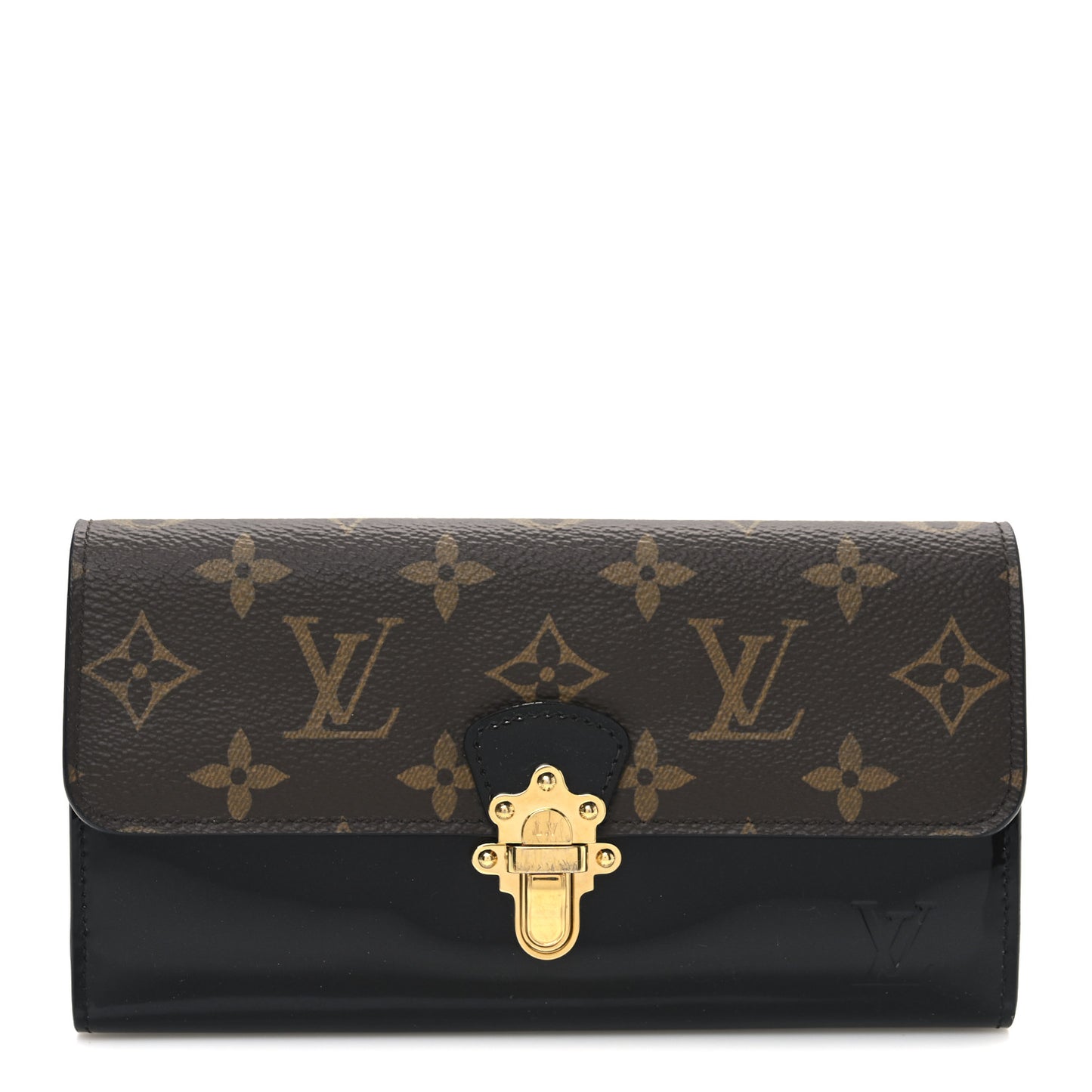Patent Calfskin Monogram Cherrywood Wallet Black