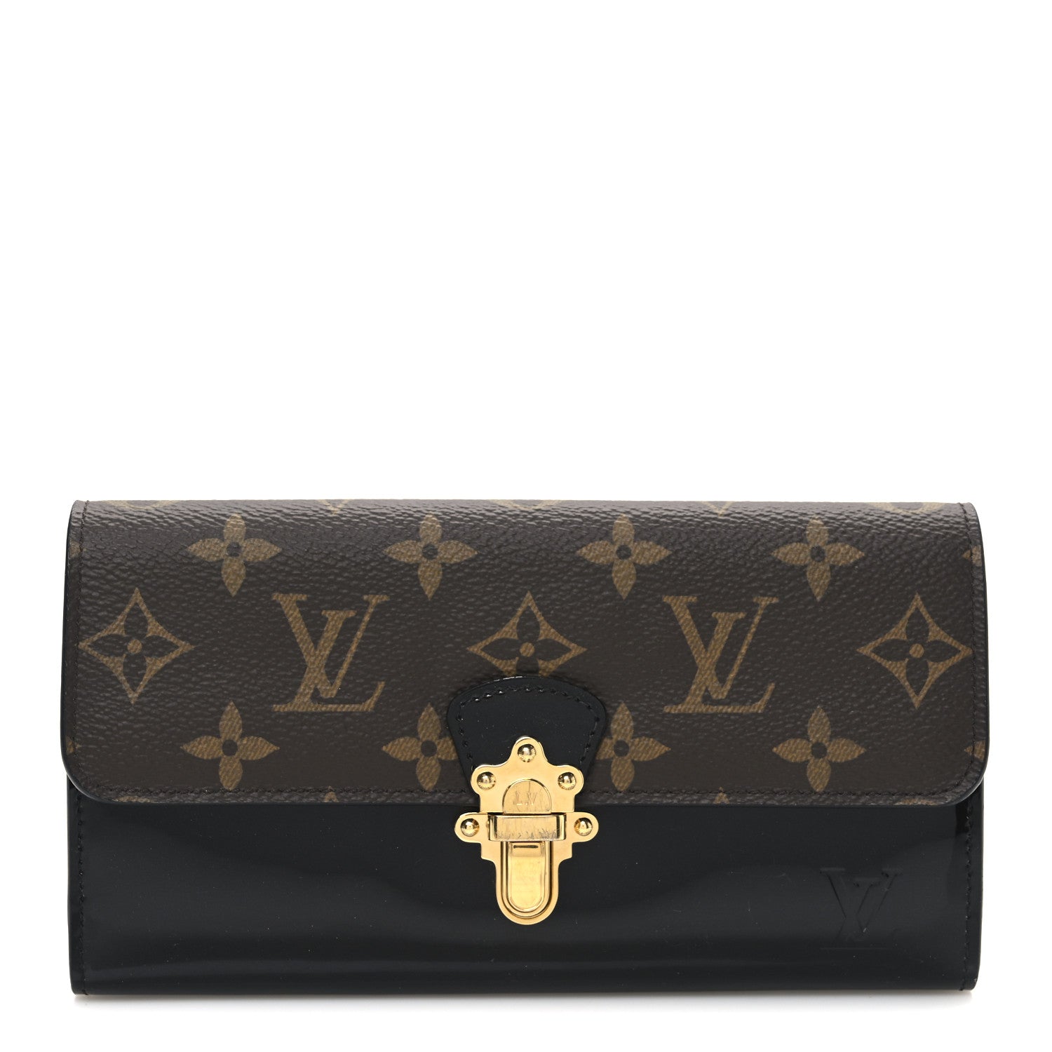 Louis Vuitton Patent Calfskin Monogram Cherrywood Wallet Black 1 of 6