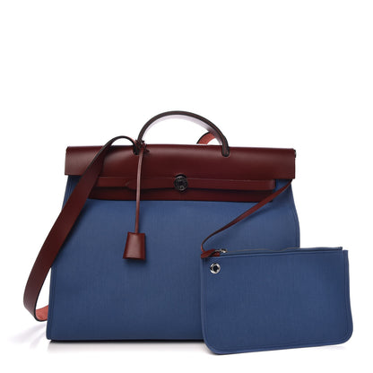 Hermes Toile Vache Hunter Herbag Zip 39 MM Bleu Orage Rouge H 1 of 10